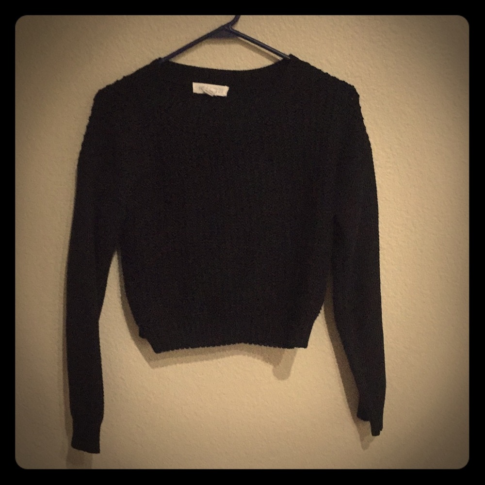 Casual Black Stretchy Sweater